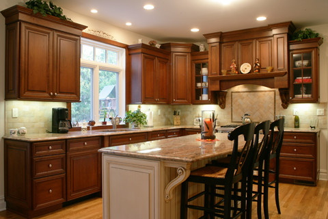 Cherry cabinets and granite tops